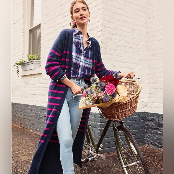 LOFT Striped Knit Midi Dress Cardigan - Picture 3 of 7